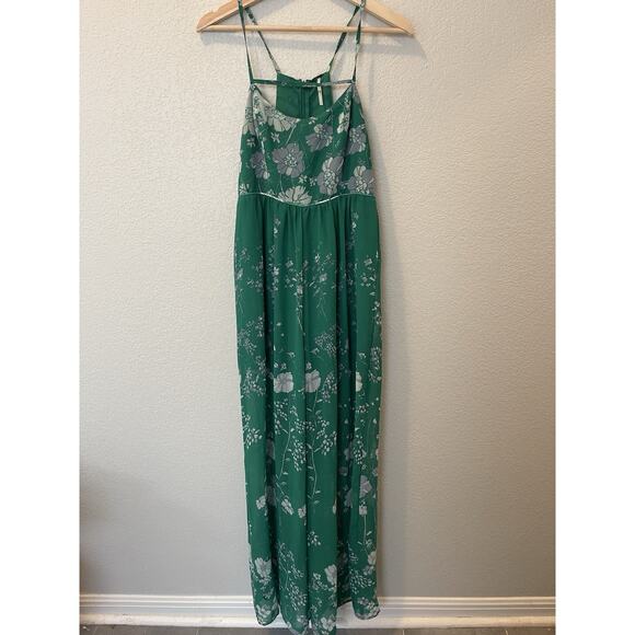 Free People Green Floral Meadow Rue Sleeveless Wide Leg Jumpsuit, Size 6 - Picture 3 of 10